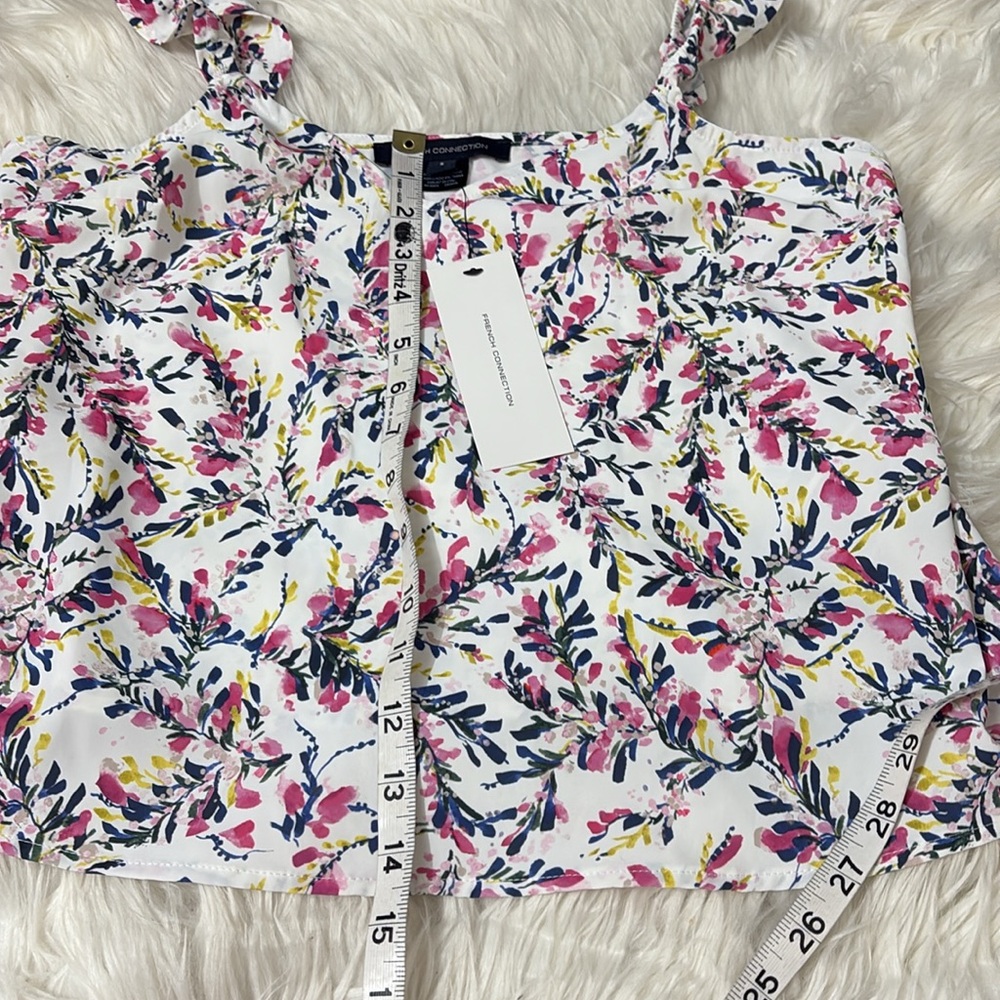 NWT French Connection Ruffle Shoulder White Floral Blouse Tank Size S - Picture 5 of 8